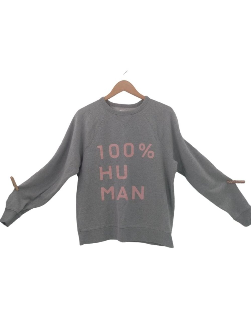 Everlane Women 100% Human Typography Hoodie Gray Sweatshirt  L French Terry 2017 - Picture 3 of 6